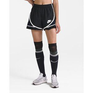 NIKE x SACAI Black Navy Pleated TEMPO Flared Shorts XS #CD6312